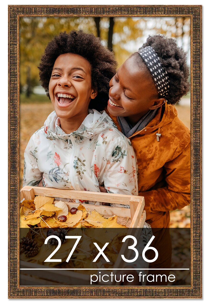 Textured Gold Picture Frame - UV Acrylic, Foam Board Backing, Hanging Hardware